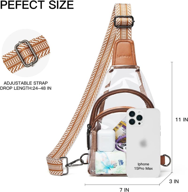 LATMAP Clear bags Stadium Approved Crossbody Sling Bag Fanny Pack Backpack Purses for Women Men Belt bag for stadium events - Image 4